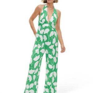 Diane von Furstenburg for Target Green Gingko Leaf Jumpsuit, Size XS